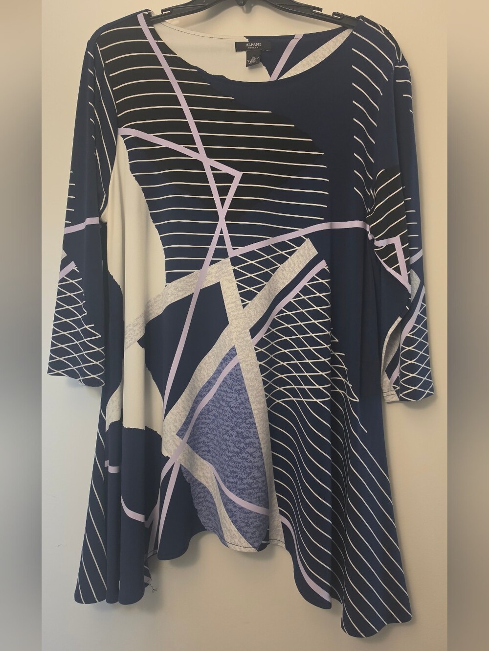 Alfani Navy Abstract Print Swing Dress